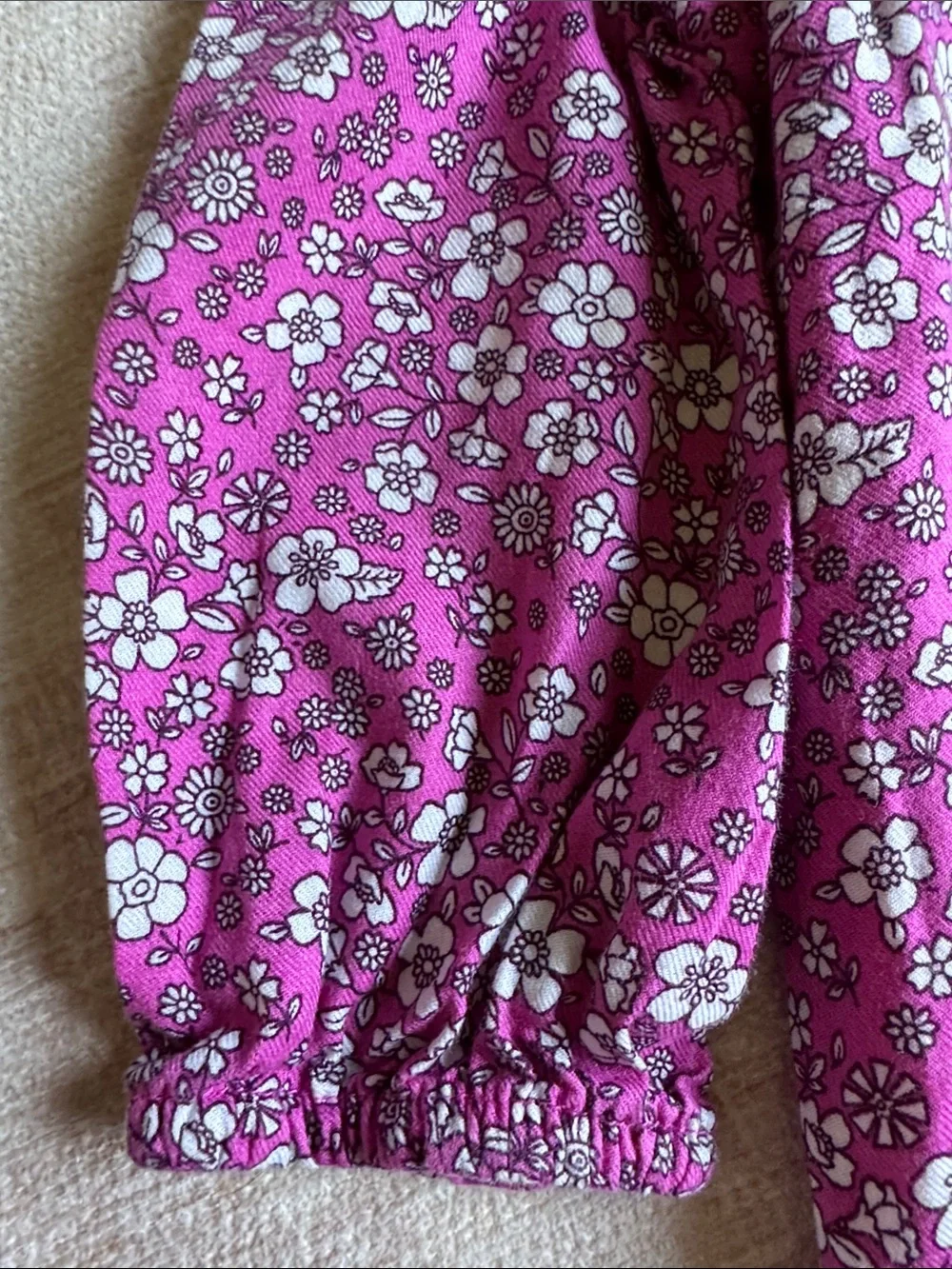 Baby GAP Girls Floral Ruffle Long-Sleeve Cotton Dress Purple & White size 6-12M